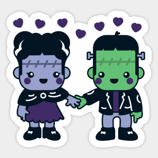 Kawaii Frankenstein's Monster and Bride of Frankenstein Sticker